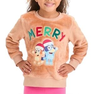 Bluey Christmas “Merry” Toddler Cozy Pullover Brown Sweater - Size 2T - NWT